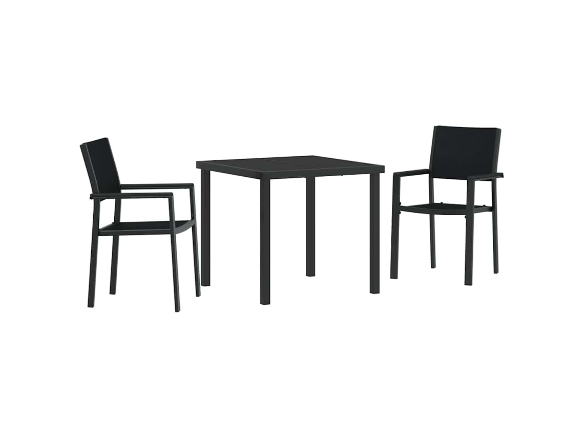 Maison Exclusive - Conjunto De Jantar Para Jardim 3 Pcs Preto Aço Revestido A Pó