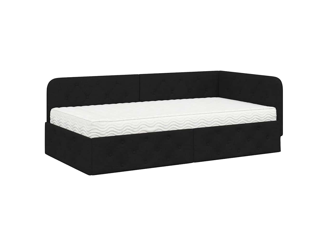 Estrutura de Cama de Canto Preto 100 X 200 Cm Tecido MAISON EXCLUSIVE