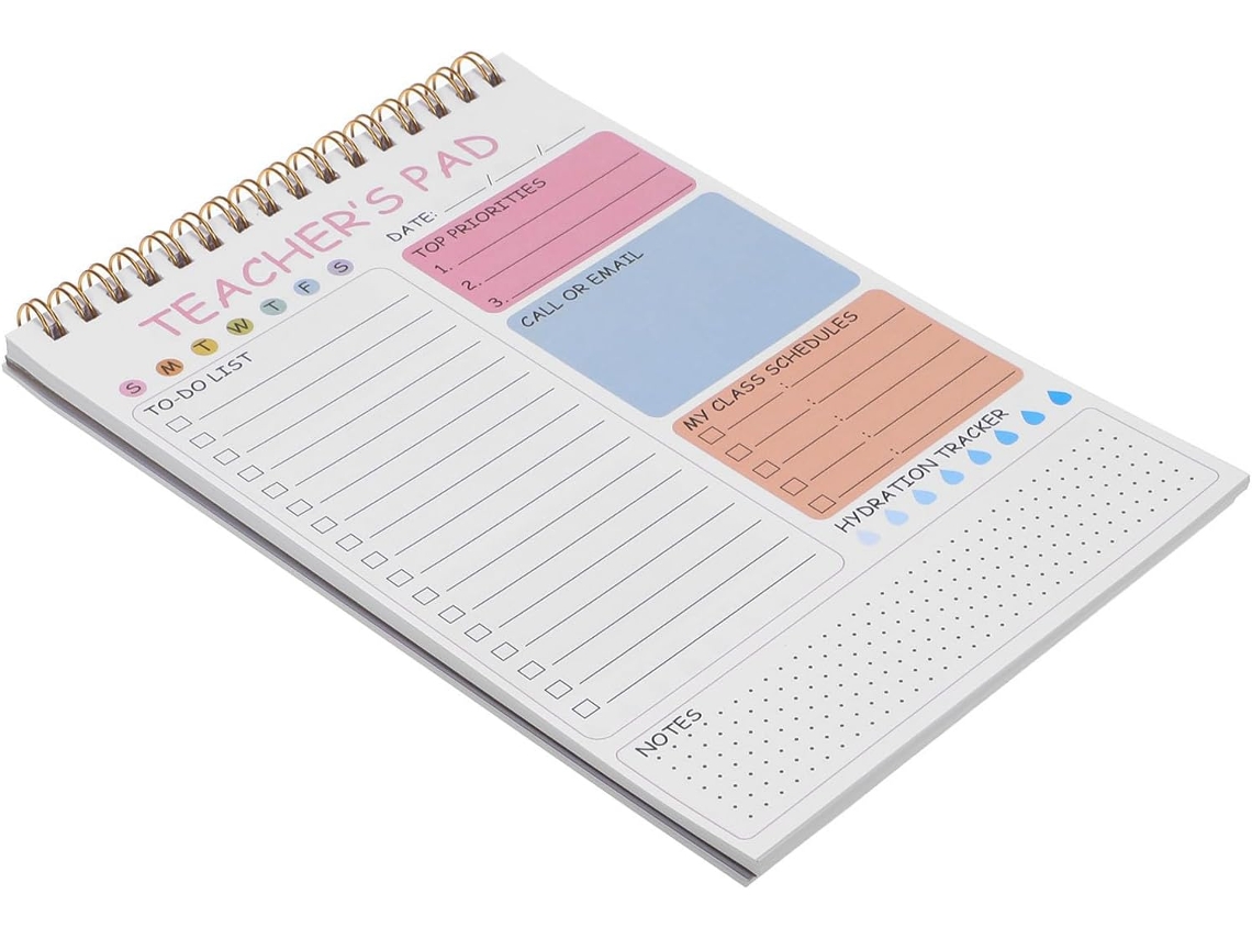 Agenda semanal leve em papel rosa com proteção elegante, diário portátil para escritório e uso geral.