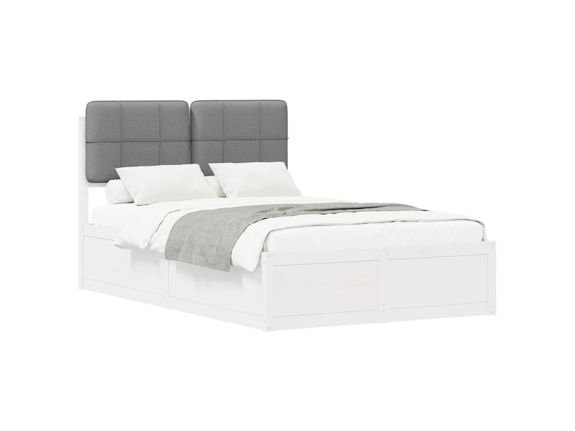Conjunto 1 Estrutura De Cama Moderna Vidaxl Cinzento-claro Madeira De Pinho Maciça (120 X 190 Cm)