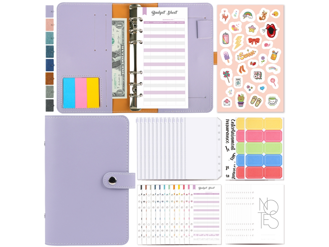 Caderno De Orçamento A6 Com Película, Fichário Com Envelopes De Dinheiro, Organizador De Orçamento (12 Cartões8 Bolsasstickers)