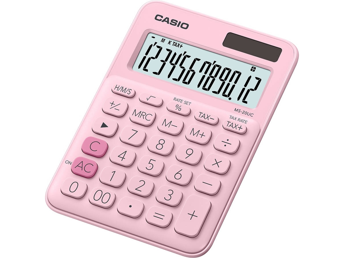 Calculadora Básica CASIO MS20UCPK Rosa (12 dígitos)