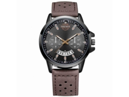 Relógio masculino Hannah Martin, à prova d'água, moderno, casual, com pulseira ajustável, modelo 6011sk, marrom escuro.
