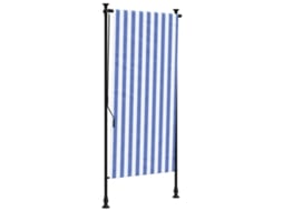 Estore de Rolo para Exterior VIDAXL Tecido/Aço Azul e Branco 120 X 270 Cm