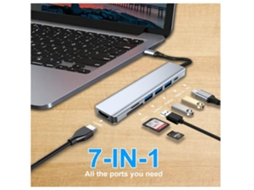 Hub Usb C Yemaesre 7 Em 1 Usb C Cinza Brilvibera