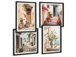 Composição De Quadros Vistas Litorâneas Estilosas Espelharte (4 Peças)