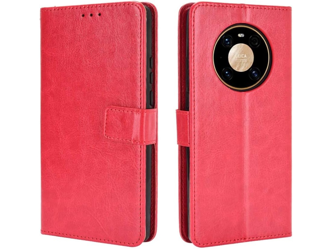 Capa Fólio para Huawei Mate 40 Pro HONGWE. Magnética com Porta-Cartões Vermelho