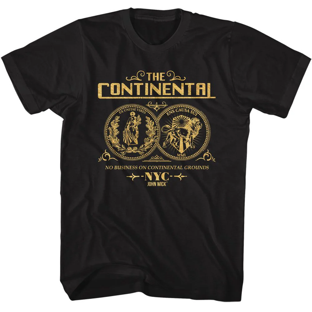 Unisex Adult T-shirt Rockinstone John Wick Coin Double Sided Black Sizes
