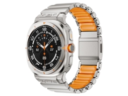 Bracelete Silicone com Fecho Magnético para Samsung Galaxy Watch Ultra (47mm) Laranja Titânio XIAOMOYU