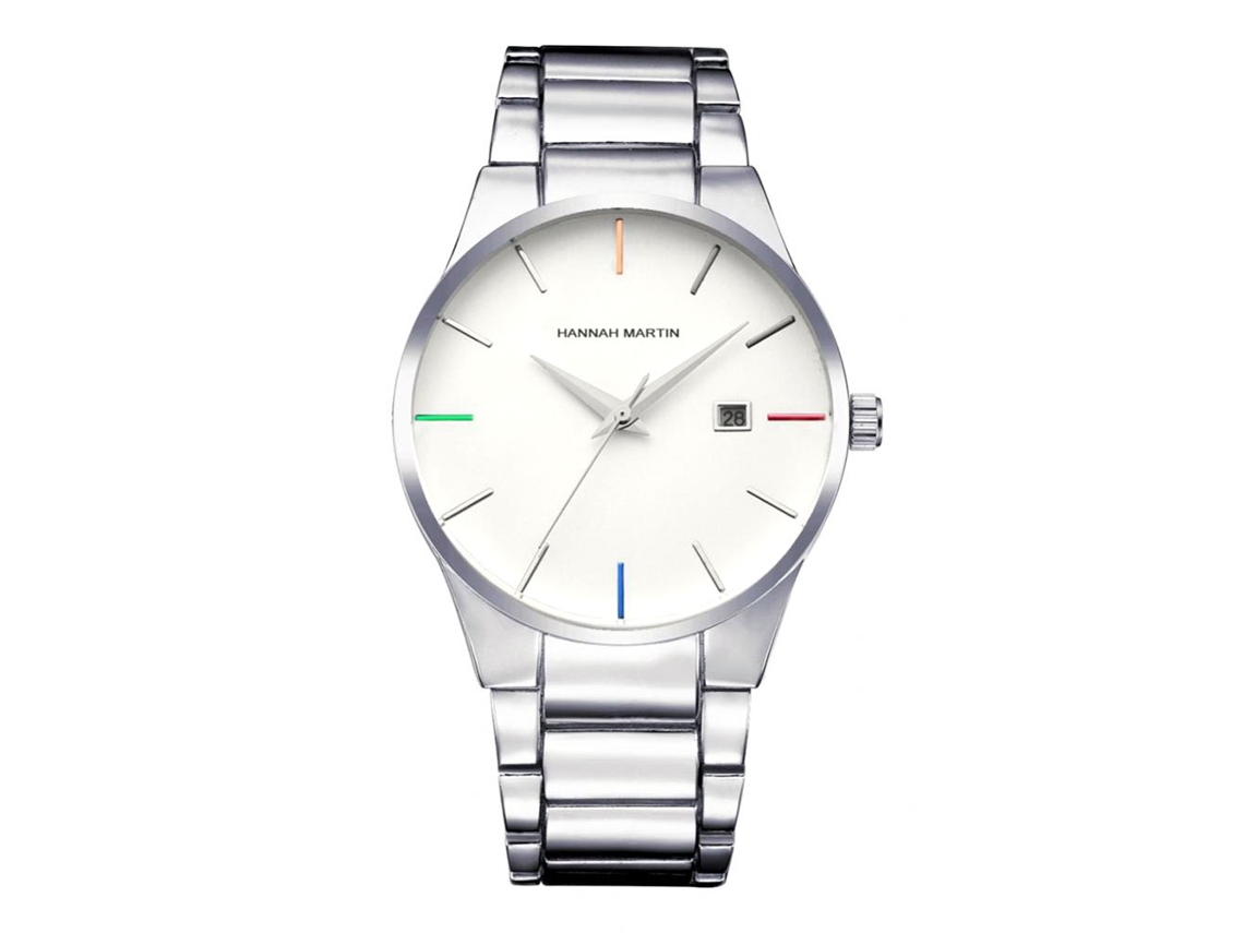 Reloj De Pulsera Analógico Con Calendario Acero Inoxidable Movimiento De Cuarzo 17552y