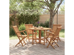 Vidaxl 5 Pcs Conjunto Jantar Dobrável P/ Exterior Madeira Teca Maciça