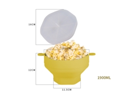 Tigela Dobrável de Silicone para Pipoca de Micro ondas com Tampa, Grande Capacidade. MDUG (amarela)