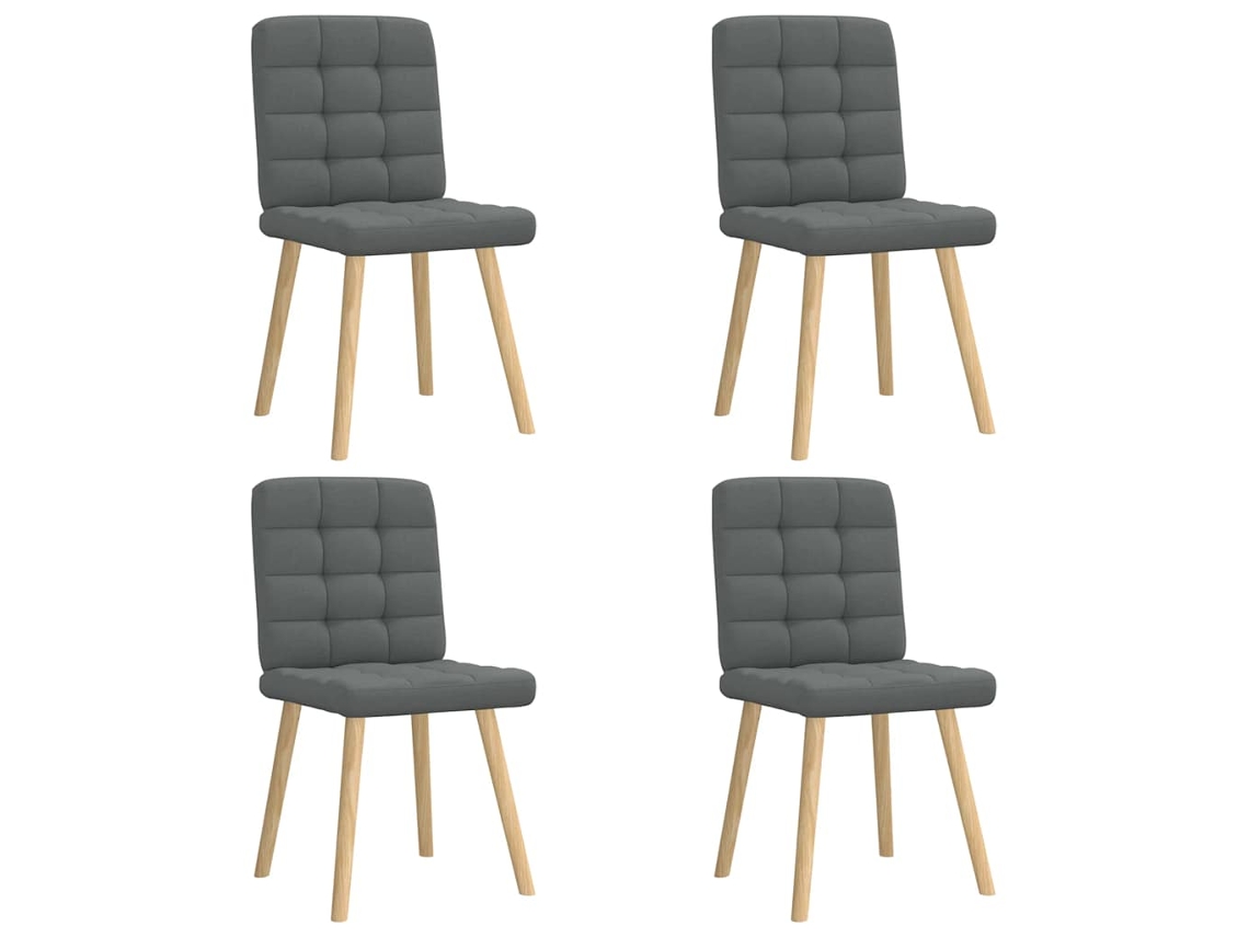 Vidaxl Cadeiras De Jantar 4 Pcs Tecido Cinzento-escuro