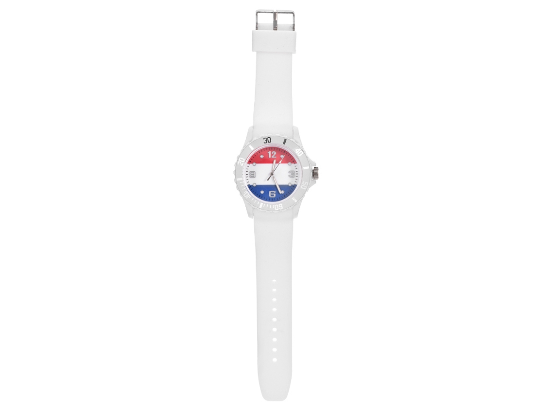 Relógio Analógico de Pulso com Pulseira de Silicone e Mostrador Bandeira Países Baixos