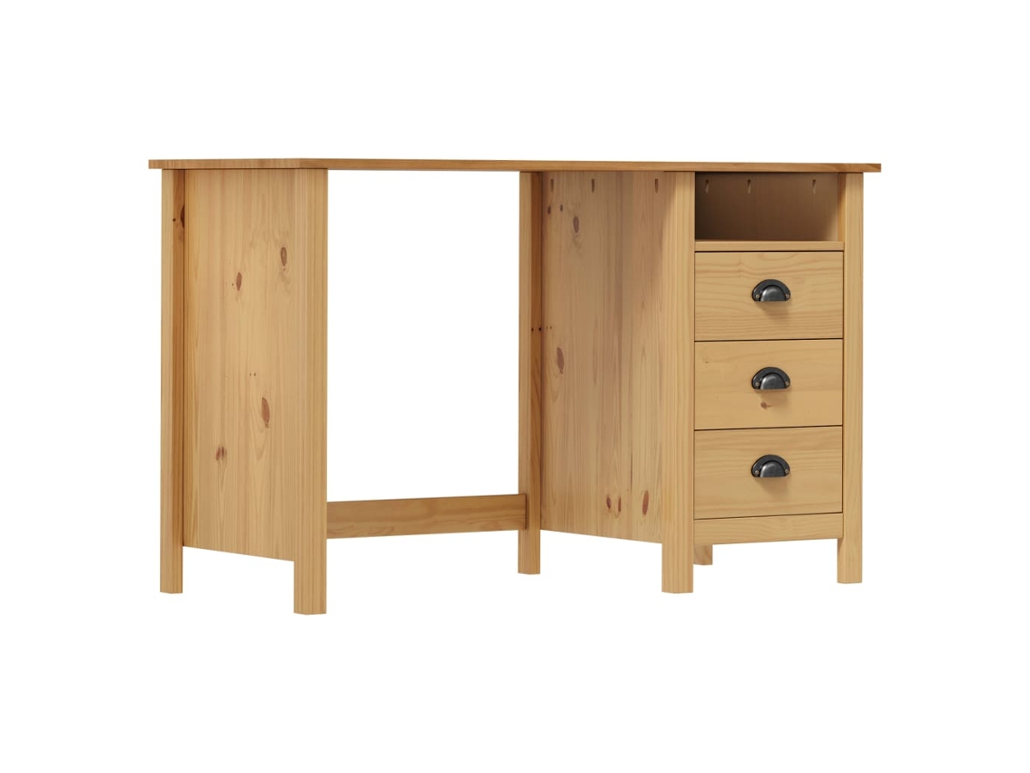 Vidaxl Secretária Hill C/ 3 Gavetas 120x50x74 Cm Pinho Maciço
