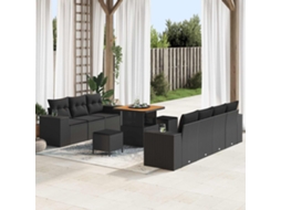 Vidaxl Conjunto De Sofá De Jardim 10 Unid. Preto Vime Pe