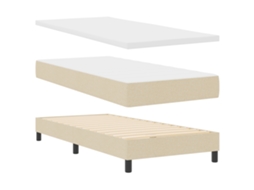Conjunto 1 Cama Box Vidaxl Creme Tecido (200 X 140 Cm)