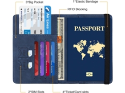 Porta-passaporte De Viagem, Cor Azul, Compartimentos Para Cartões E Documentos, Uso Prático Em Embarques, Hotéis E Trajetos Internacionais