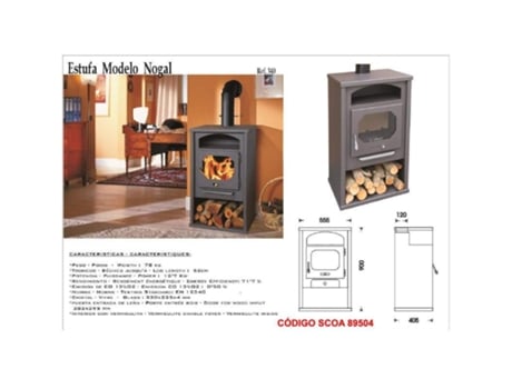 Fogão a Lenha 340 Walnut Forno Aquecedor Placa Saída Superior 120 Fplus