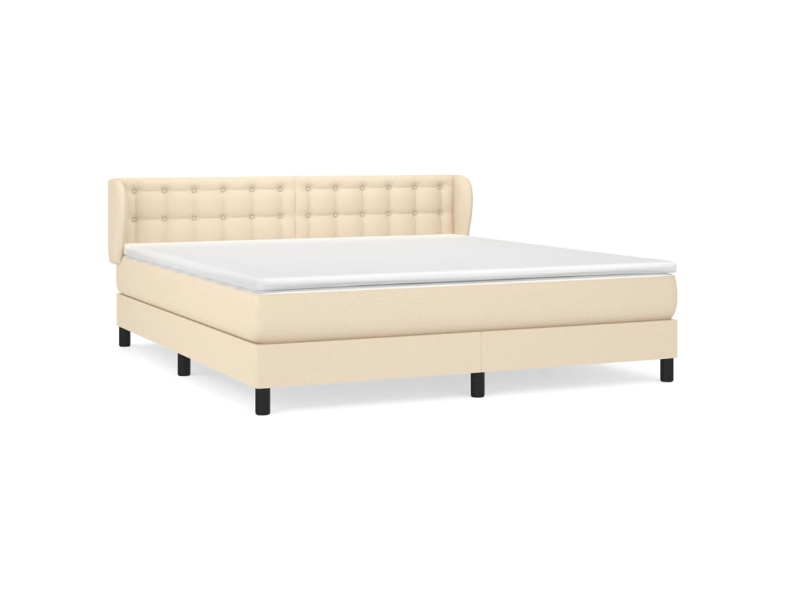 Cama com Molas/colchão 160x200 Cm Tecido Cor Creme MAISON EXCLUSIVE