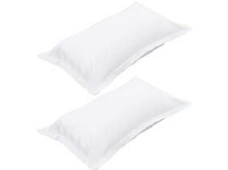 Conjunto De 2 Capas De Almofada Em Algodão Cetim Jacquard Branco, Fáceis De Limpar E Remover.