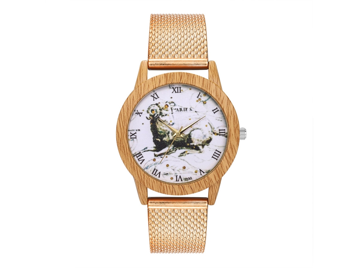 Relógio de pulso casual e elegante para homens e mulheres com pulseira de silicone dourada rosê.
