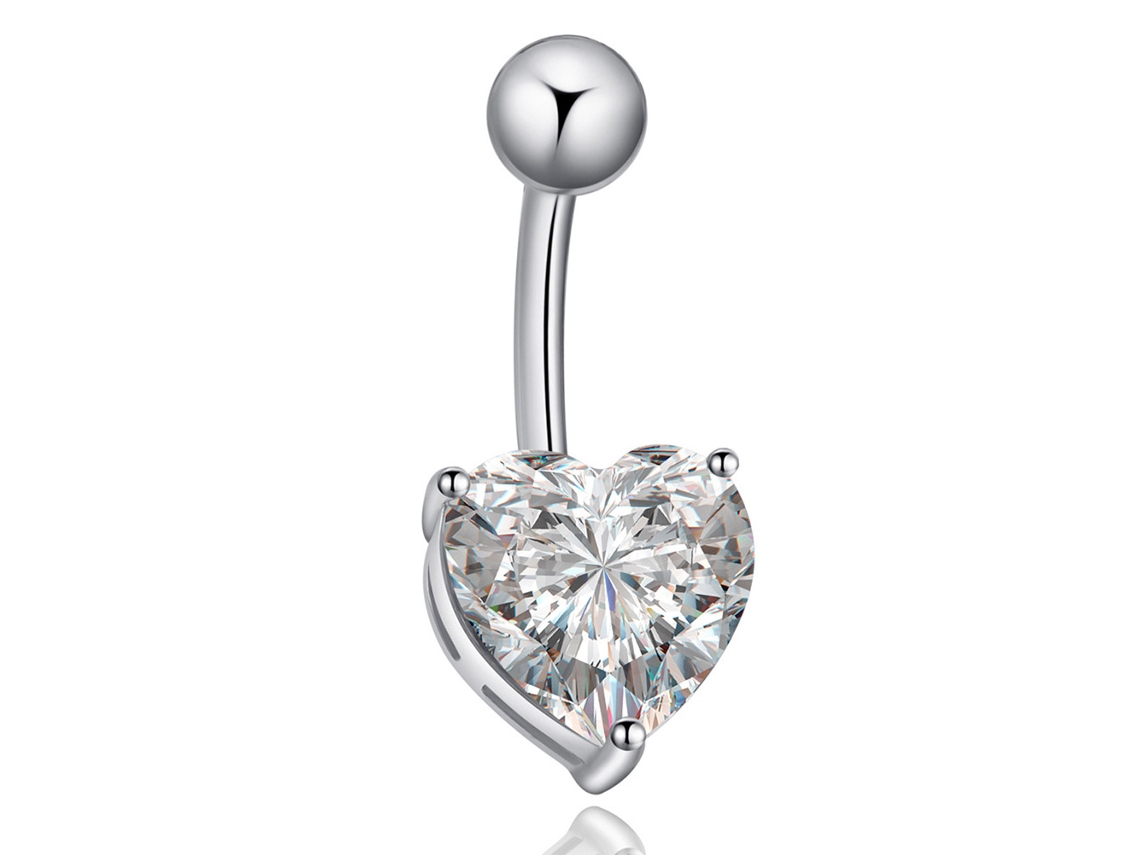 Anel De Umbigo Coração Piercing Corpo Decoração Com Zircão
