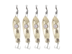 Isca de Pesca Led Aço Inoxidável Dourada 5pcs