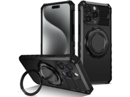 Capa Protetora Magnética Giratória 360° Para Iphone 14 Pro Max, Suporte Para Celular, À Prova De Choque, Preta