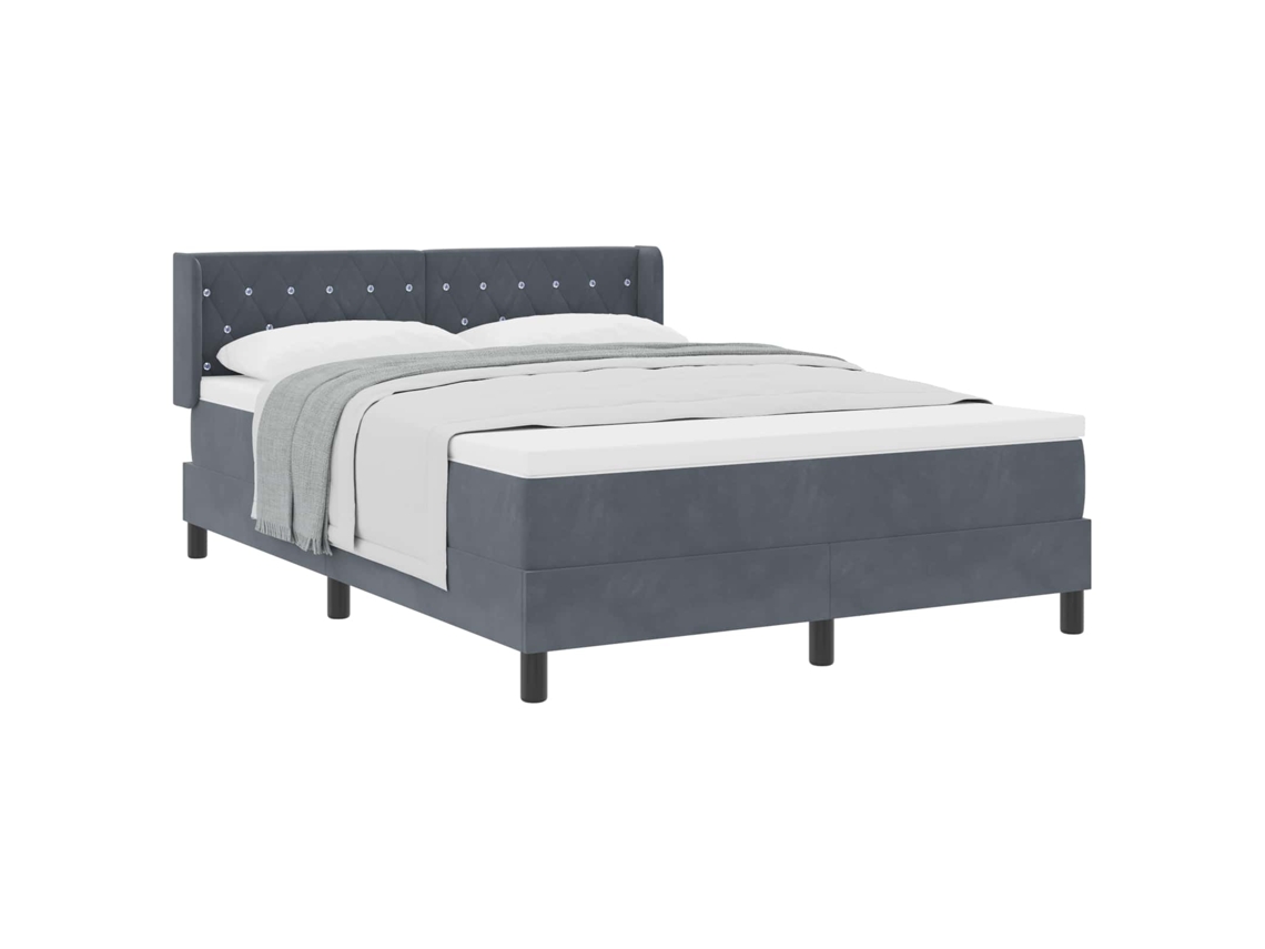 Cama Box com Cabeceira Manual Cinza Escuro 200x140cm Veludo MAISON EXCLUSIVE