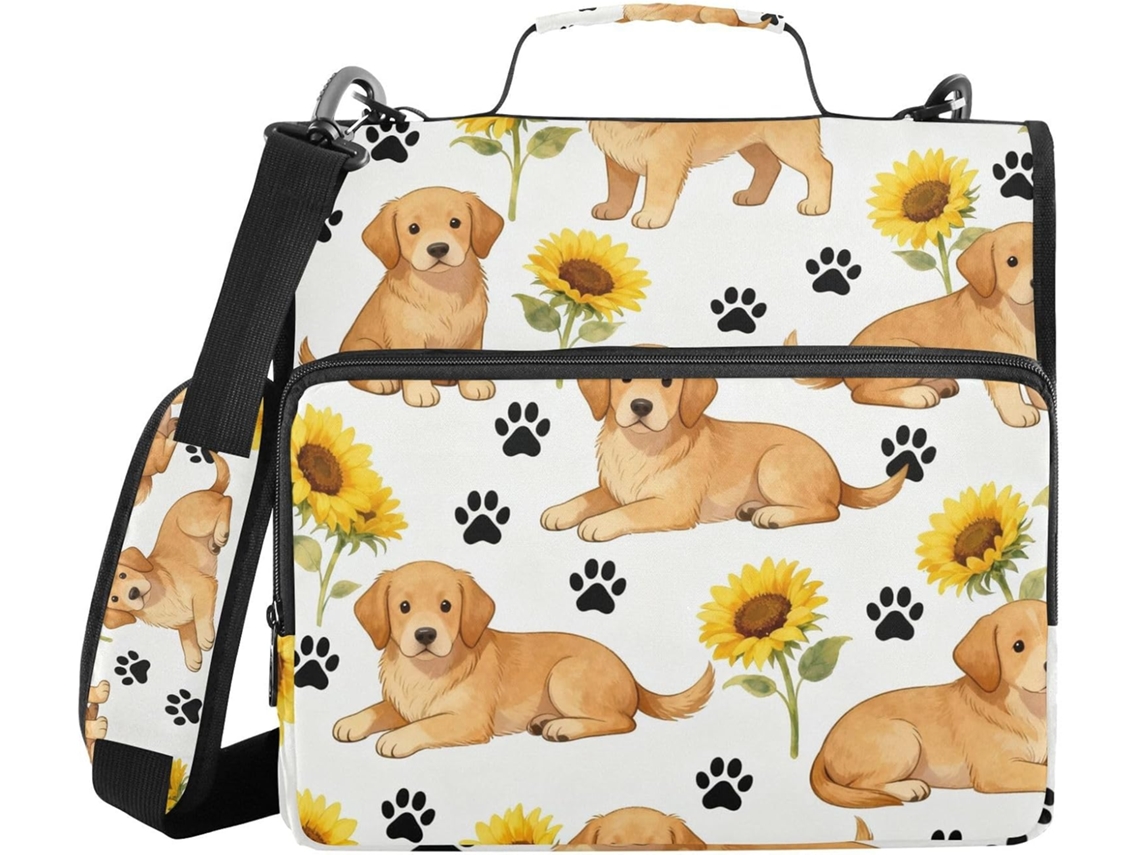 Pasta De 3 Argolas Com Zíper, Alça De Ombro E Mão, Com Bolsa Zíper, Ideal Escola E Escritório