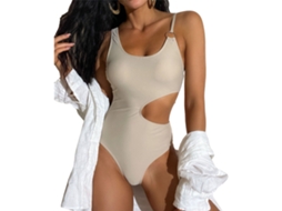 Maiô Slim U Neck Cor Unica Khaki M Praia Piscina