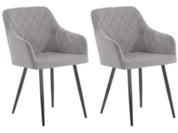 Conjunto de 2 Cadeiras de Jantar Shila Cinza/Veludo CLP