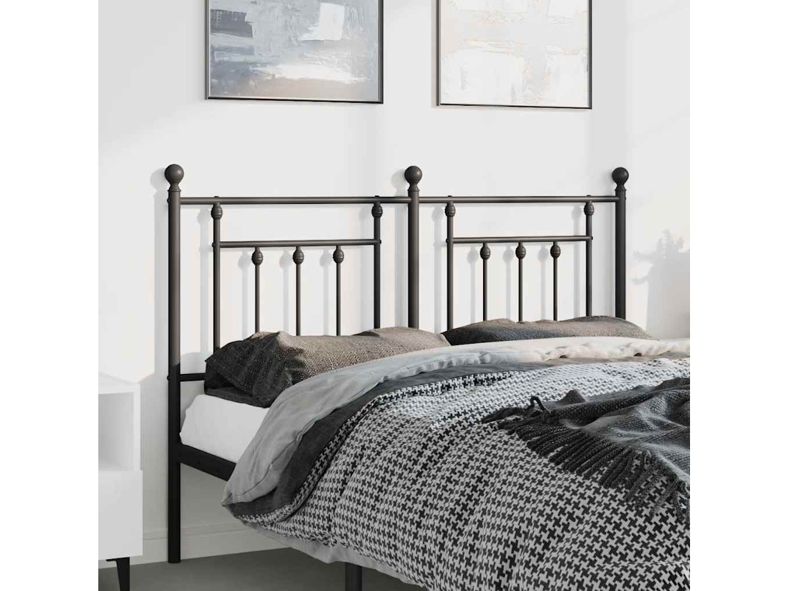 Vidaxl Cabeceira De Substituição 135 Cm Metal Preto