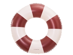 Boia Inflável Infantil Para Piscina, Boia De Piscina Inflável Retrô Em Pvc Com Listras. Listrada Em Marrom Escuro.