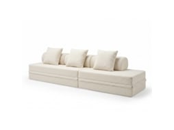 Sofá Modular 3+2 Lugares Convertível Bouclette Bege SKOFFA