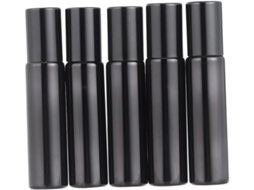 Conjunto De 6 Frascos Roll-on De Vidro Preto Para Óleos Essenciais E Cremes Com Esferas De Aço.