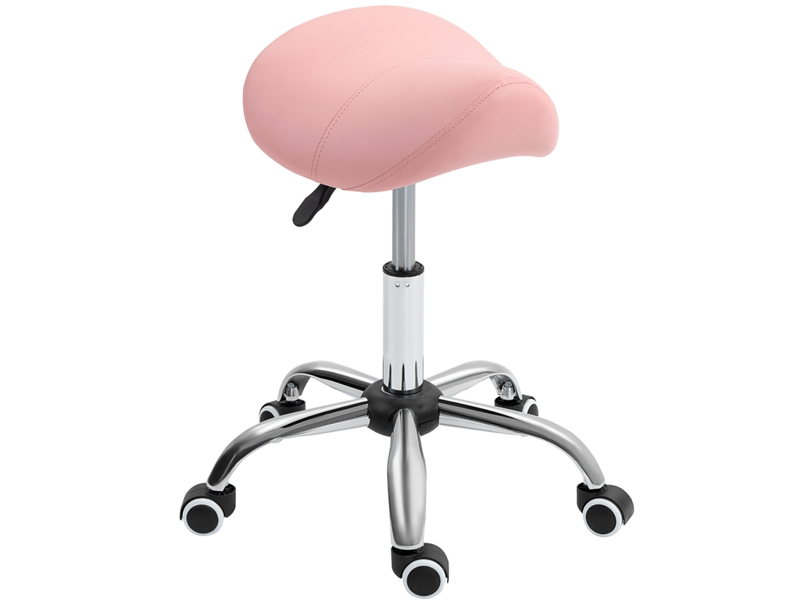 Banquinho com Rodas Rosa (altura Ajustável 49 61 Cm, Ergonômico, 52x53 Cm)