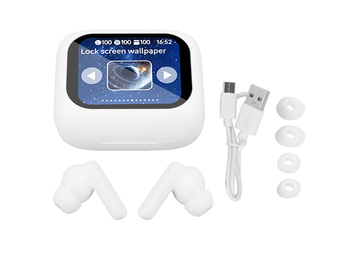 Fones de Ouvido Bluetooth intra auriculares sem fio branco EOOCOO