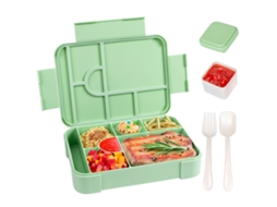 Lancheira Bento Compartimentada Hermética Para Crianças E Adultos, Adequada Para Refeições Frias E Quentes Czhhmart Verde Claro