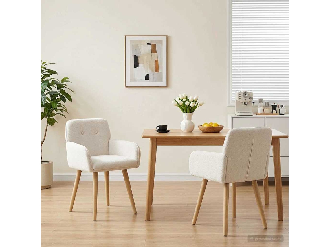 Vidaxl Cadeiras De Jantar 2 Unid. Bouclé Creme 59 X 57 X 85 Cm