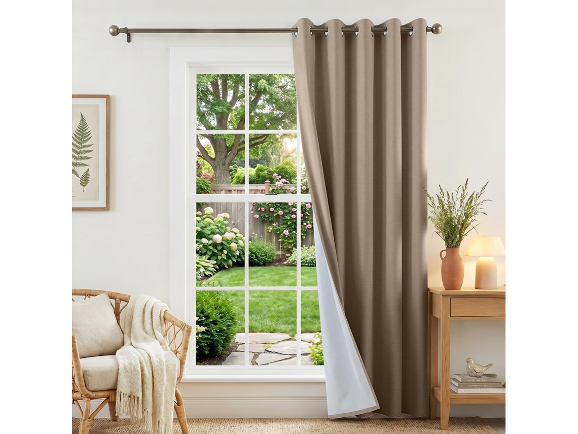 Cortina Térmica Blackout 100% Linho, Isolante, Resistente Ao Calor, Com Ilhós, Resistente Ao Frio, Resistente