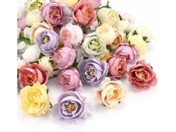 50 Unidades de Cabeças de Rosas Artificiais, Mini Rosas Falsas em Seda de 4 Cm AQUAFORGE
