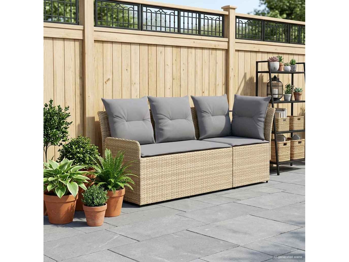 Vidaxl Sofá De Braços Para Jardim Com Sofá De Canto 2 Peça