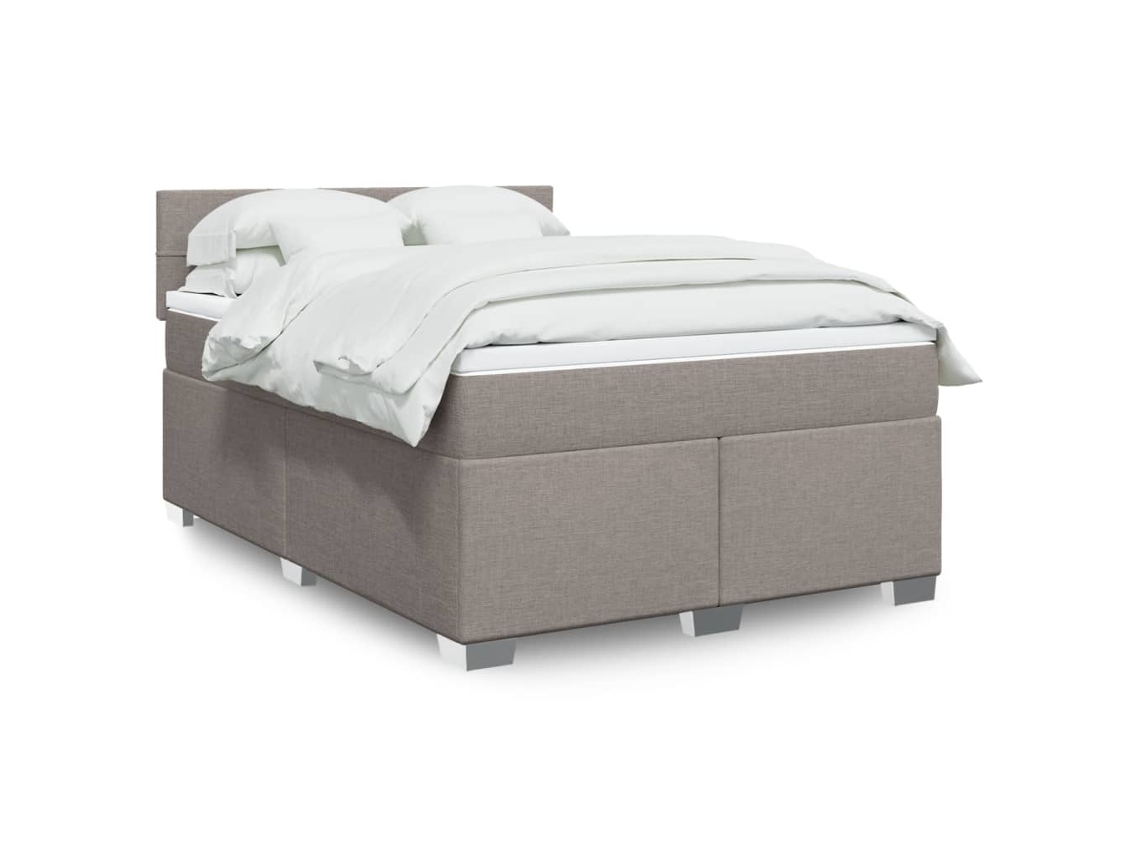 Vidaxl Cama Com Molas/colchão 160x200 Cm Tecido Castanho-acinzentado