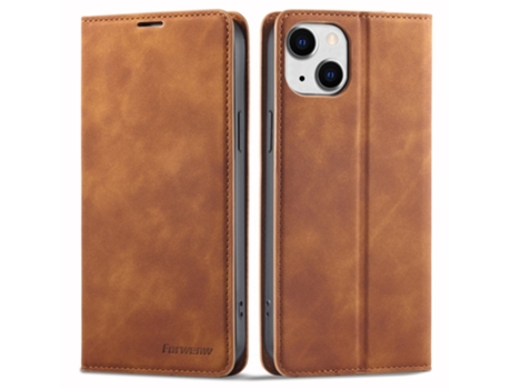 Capa Quedas Para Iphone 14 Forwenw Pele Sintética Castanho
