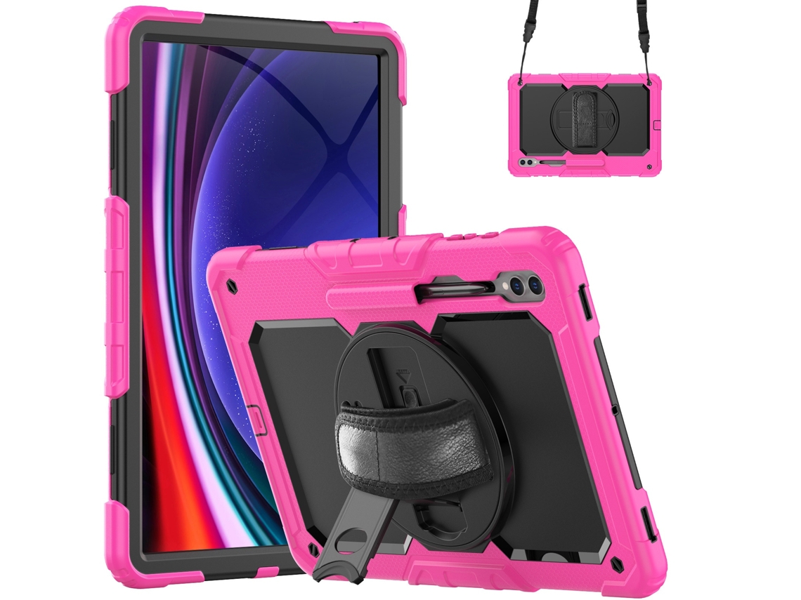 Lurelia Capa Para Samsung Tab S9plus Com Alça De Ombro E Suporte Antiqueda Vermelho E Preto