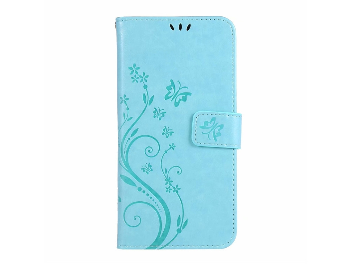 Capa Para Iphone 17 Air Verde Claro Com Borboleta Em Couro Liso