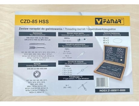 Zestaw Narzedzi Do Gwintowania Czd 85 Fanar