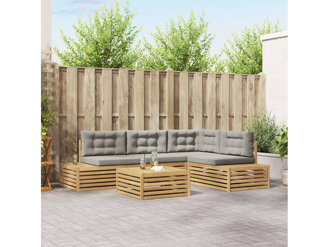 Vidaxl 6 Unid. Conjunto De Sofás Para Exterior Poliéster Branco
